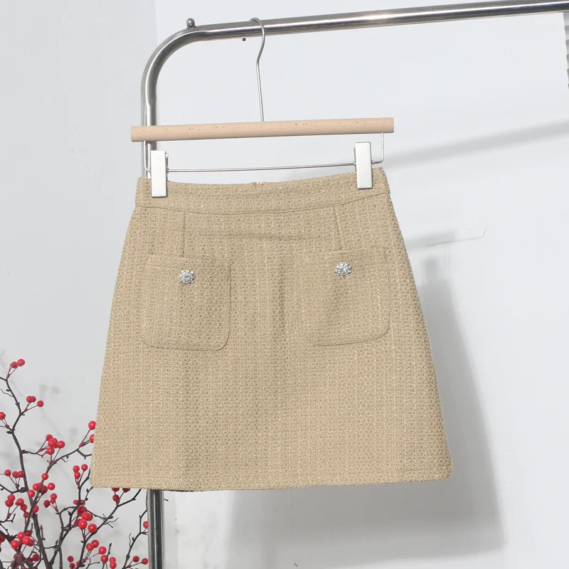 Nigikala Nigikala Goods Small Fragrant Wind Coarse Flowers A Short Skirt Women High Waist Thin Skinny Bag Hip Half-Body Skirt 8996