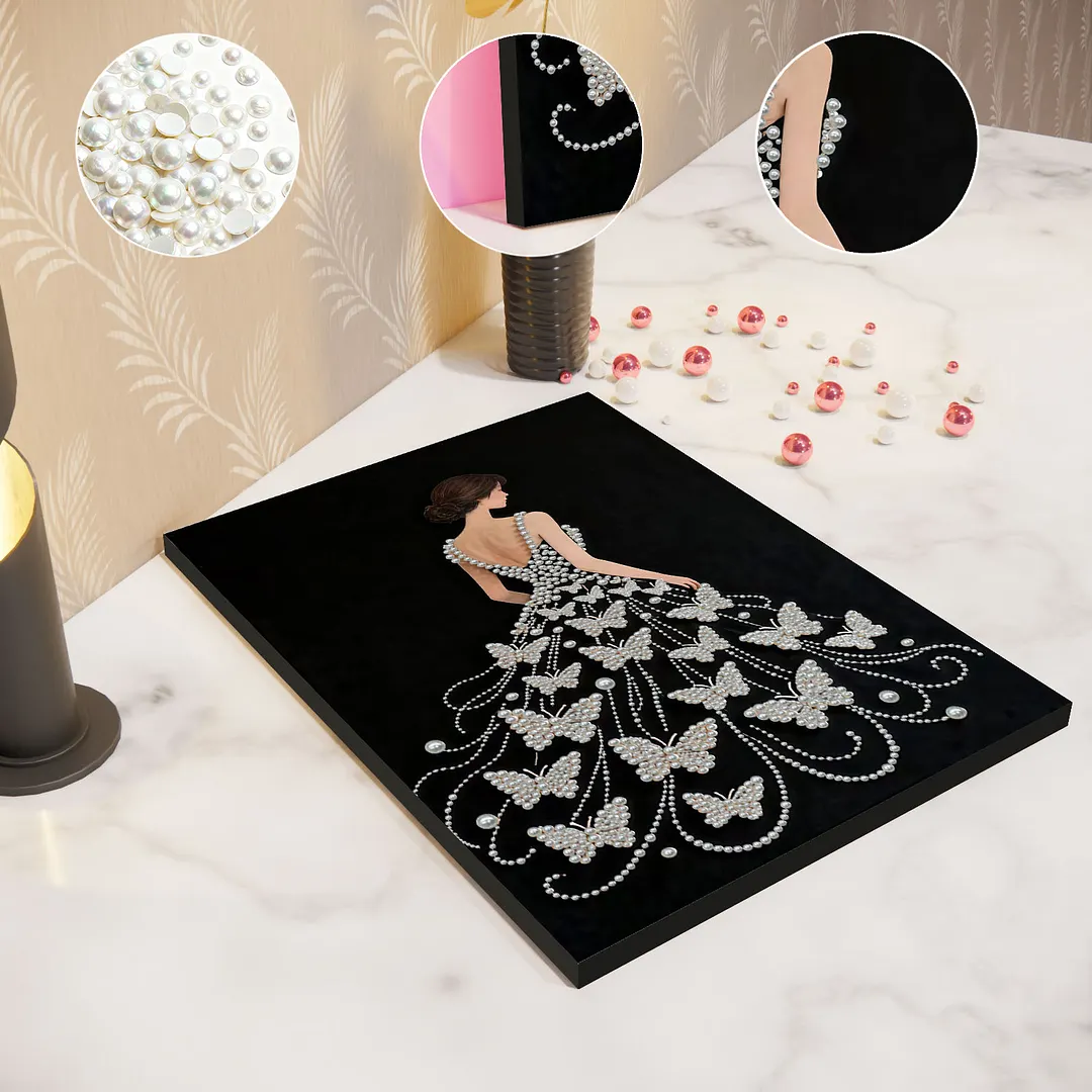 Girls Pearl DIY Diamond Art Kits with Frame 30x40cm for Adults Idea Home Decor