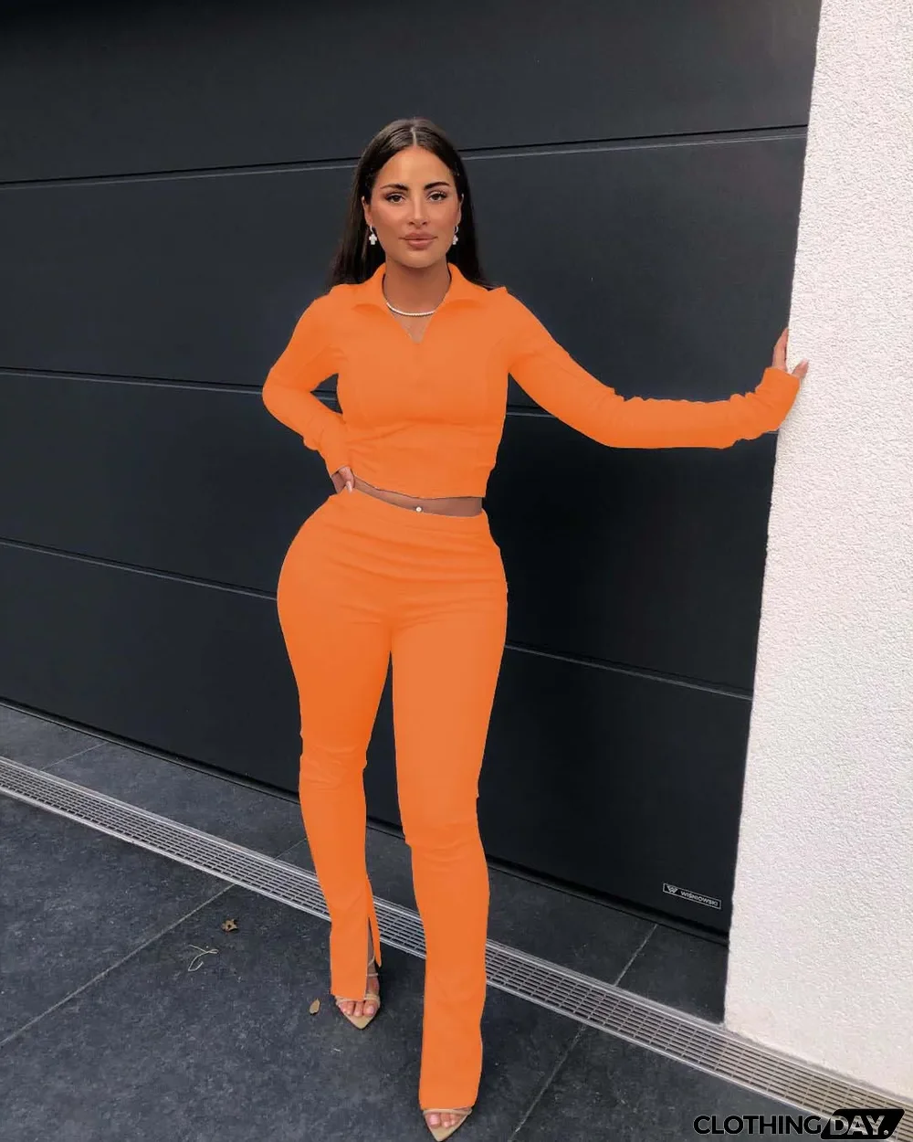 Fashion Casual Solid Color Sports Two Piece Set