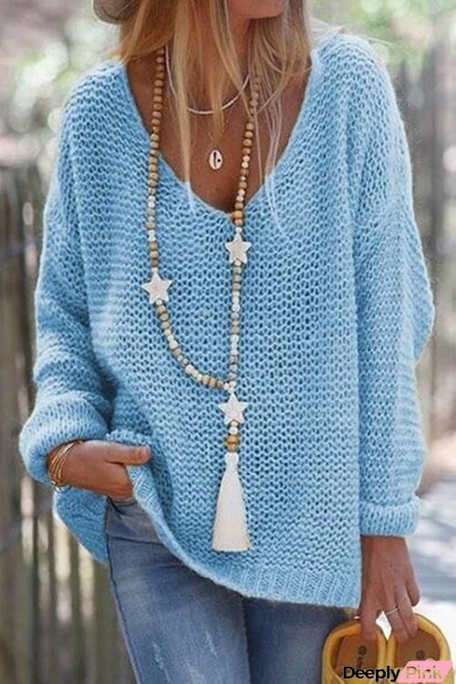 V Neck Loose Sweater