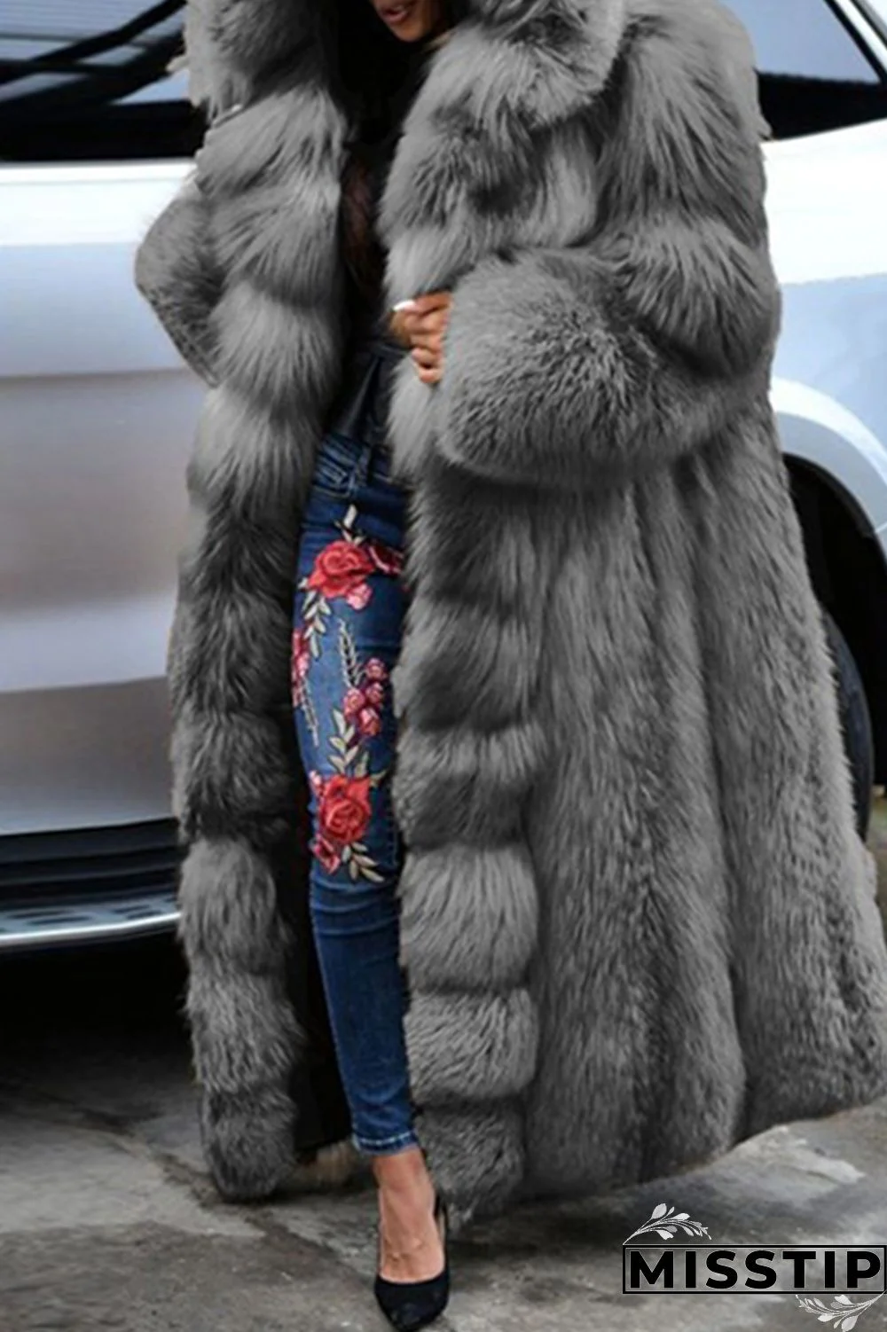 Brown Casual Solid Patchwork Cardigan Hooded Collar Outerwear