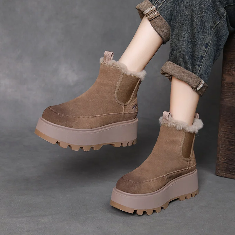 Yyvonne Skin Thick Bottom Pine Ice Boots Women 2025 Winter New Warm Thick Velvet Short Boots Comfortable Leisure Cotton Boots