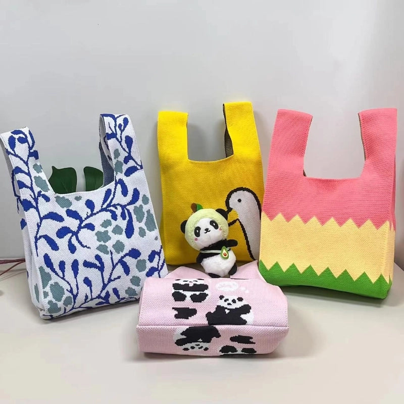 Gift Packaging Handbag Casual Knitted Handbag Woven Bag Multi-pattern Style Knitted Bag For Women