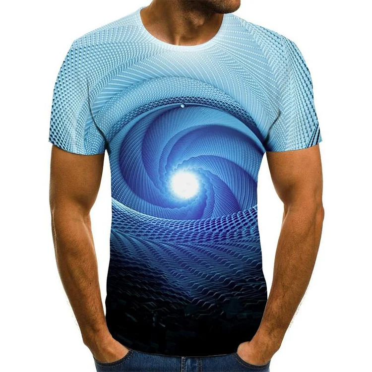 3D Spiral Pattern Men's T-shirts Casual Short Sleeve Tops at Hiphopee