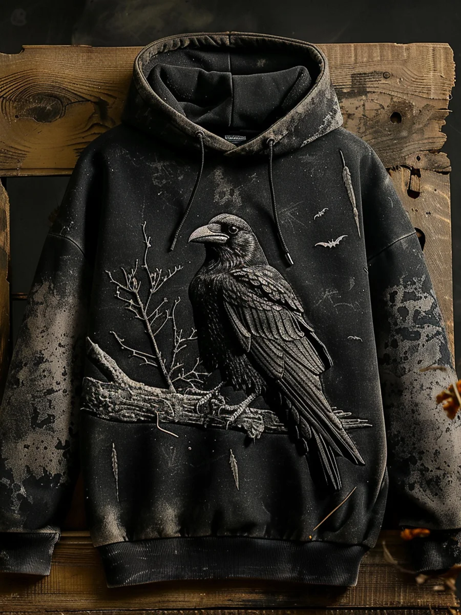 Crow Print Hoodie