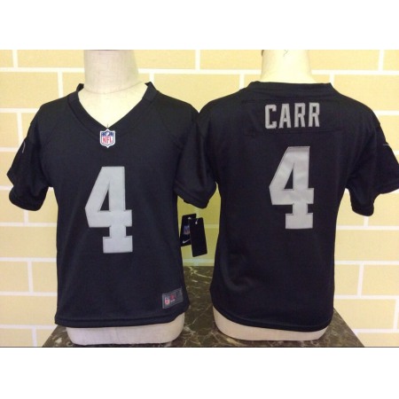 Toddler  Oakland Raiders #4 Derek Carr Black Stitched NFL Jersey