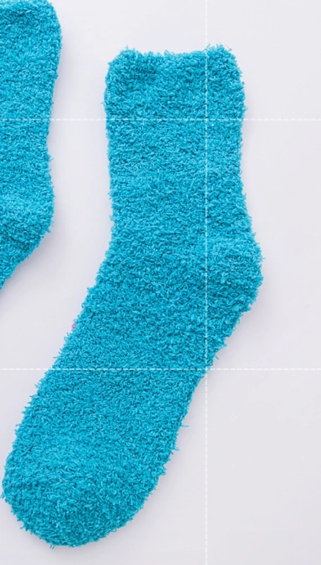 Women Slippers Socks Fluffy Plush Home Sleeping Socks Coral Fleece Socks Candy Color Mid-tube Socks