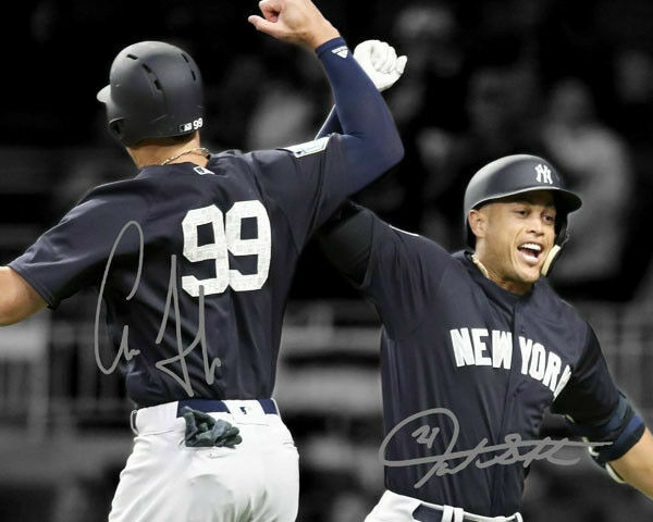 Aaron Judge / Giancarlo Stanton Autograph Signed 8x10 Photo Poster painting ( Yankees ) REPRINT