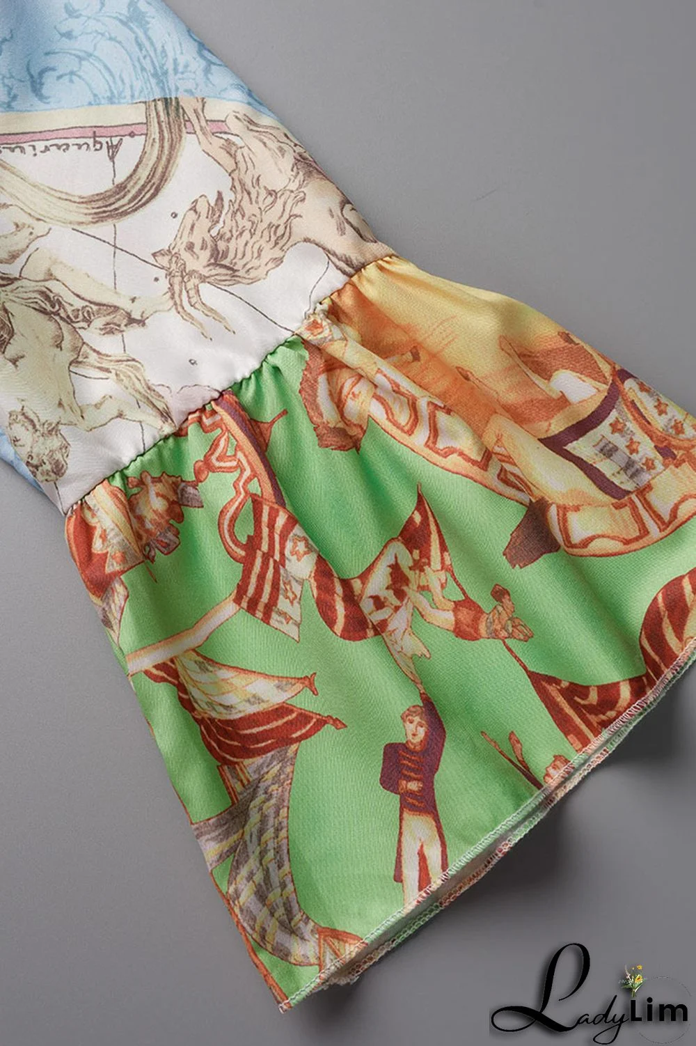 Gold Fashion Casual Print Patchwork V Neck A Line Dresses