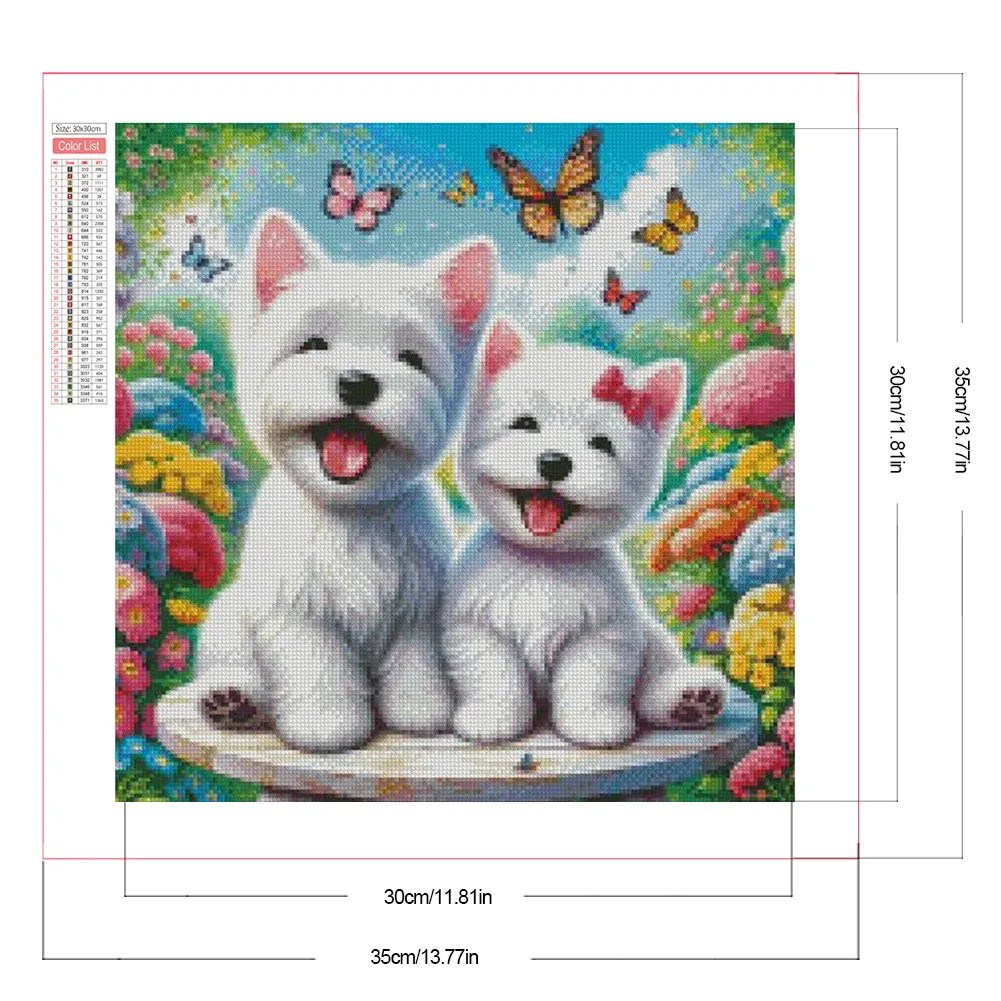 Partial AB Diamond Painting - Full Round Drill - Happy Dogs(Canvas|35*35cm)