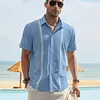 Gioiacombo&trade;  Camicia da uomo a maniche corte color block con revers