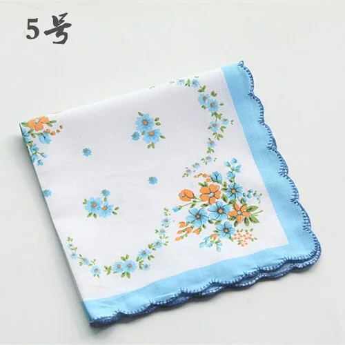 Handkerchiefs Women Soft Floral Printing Cotton Elegant Classic Pockets Square Handkerchief Womens National Style Simple Trendy