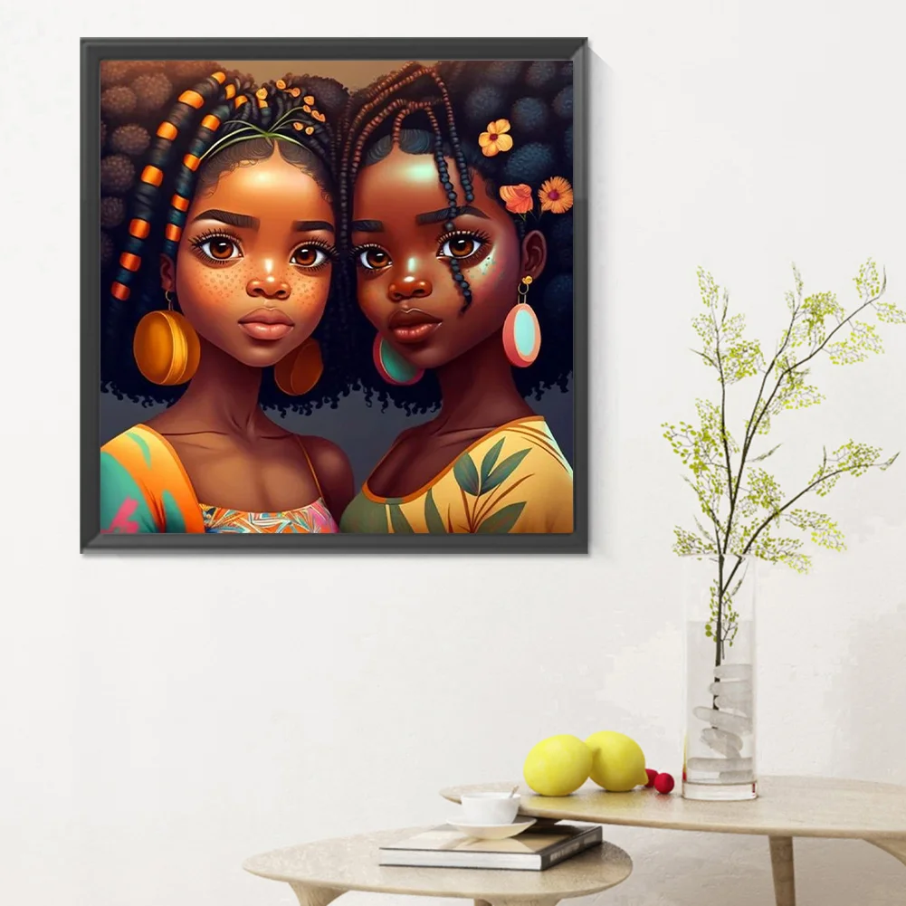 Diamond Painting - Full Round Drill - Black Girl(Canvas|30*30cm)