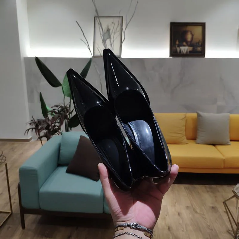 2022 NEW Women's Shoes LEATHER Woman High Heels Pointed Toe Women Pumps For Fashion Office Lady Slip On Sock Free White Black