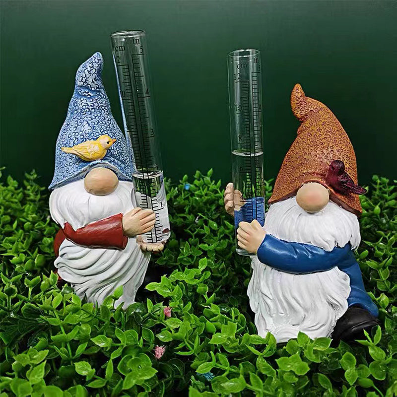 Resin Gnome Rain Gauges Gnome Garden Statue With A Plastic Rain Gauge