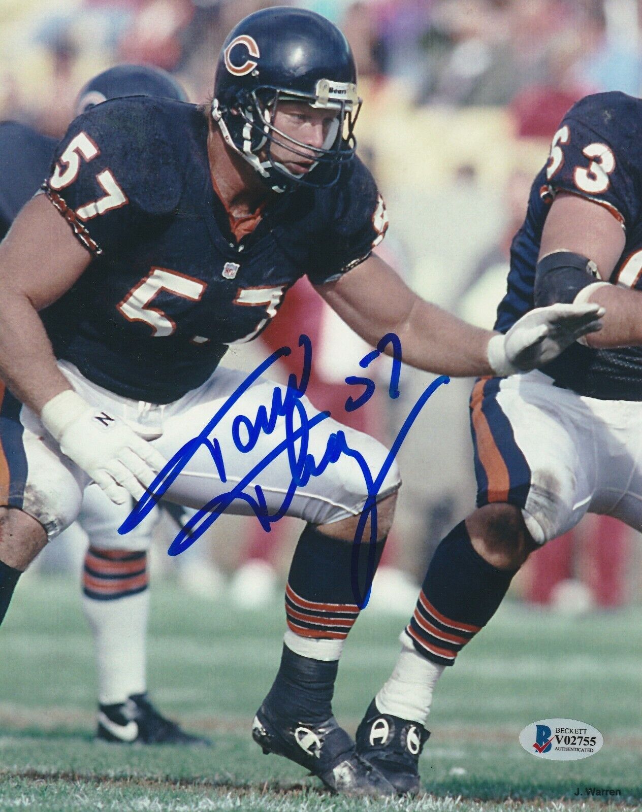 TOM THAYER Signed Chicago BEARS 8x10 Photo Poster painting with Beckett COA