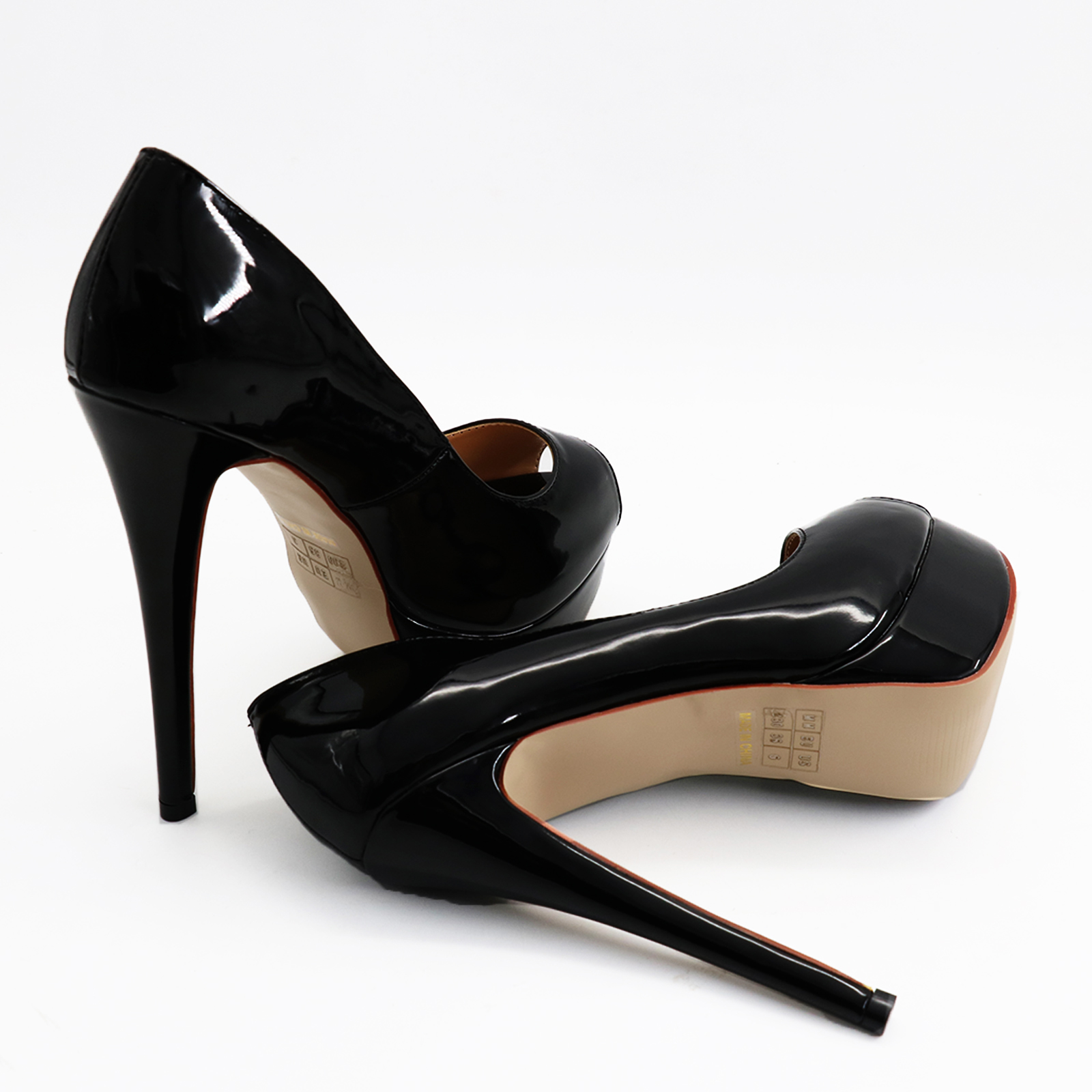 6" Platform Peep Toe Sky High Pumps Patent Shoes-MERUMOTE