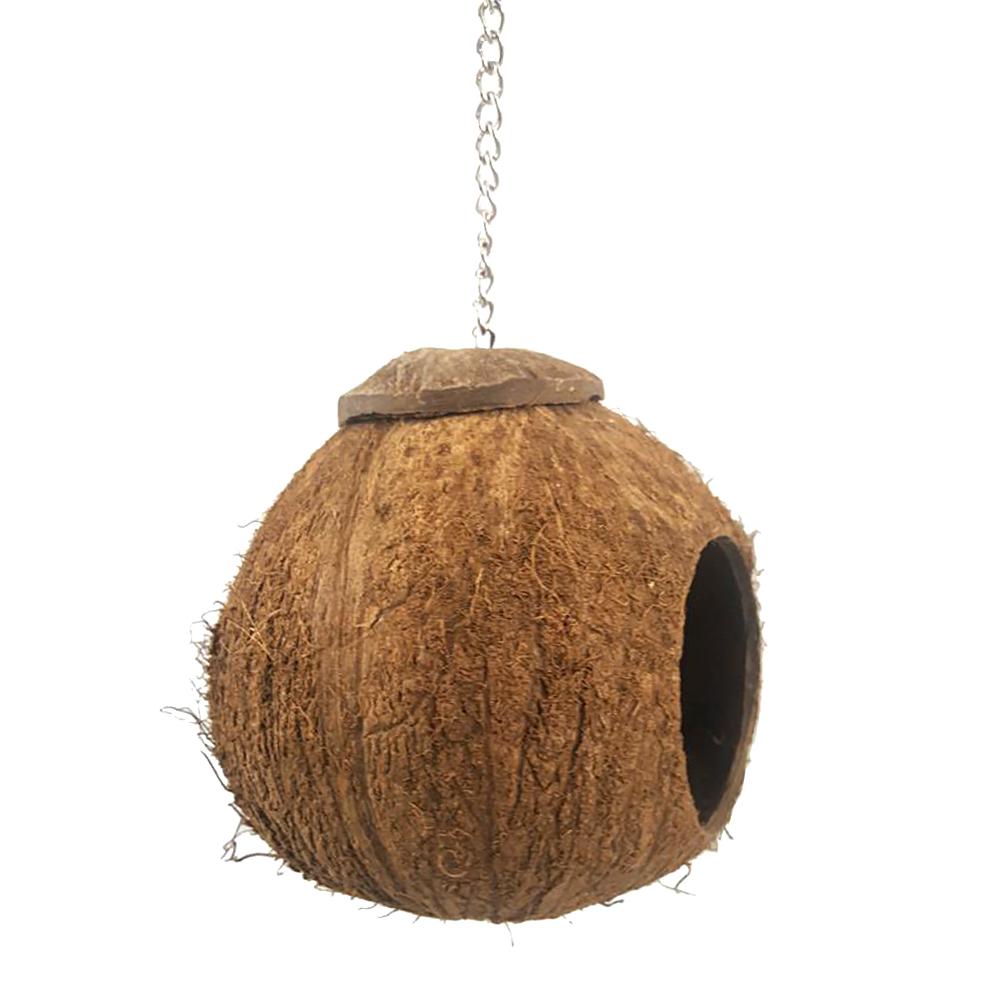 

Natural Coconut Shell Bird Nest House Pet Parrot Hut Cage Hanging Toy, Light brown, 501 Original