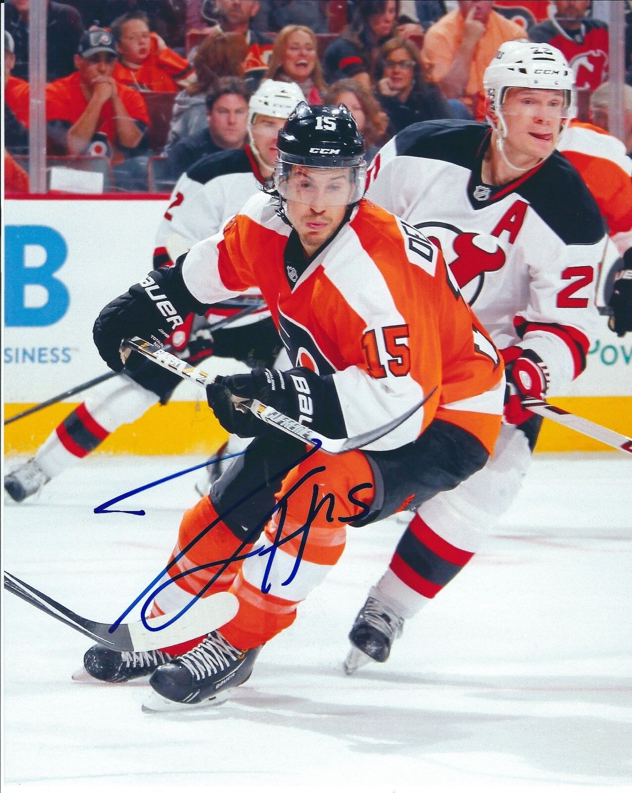 Signed 8x10 MICHAEL DEL ZOTTO Philadelphia Flyers Autographed Photo Poster painting - COA