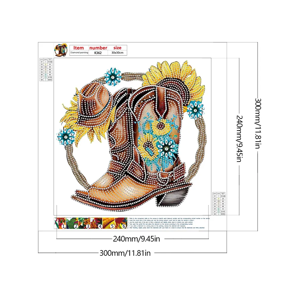 Special Shape Diamond Painting 30*30cm - Cowboy Boots