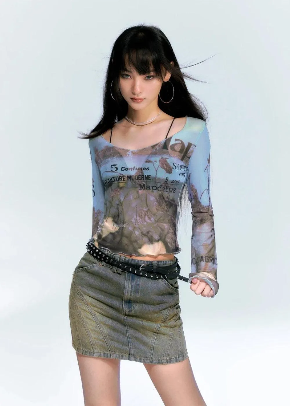 Brownm Mesh Top