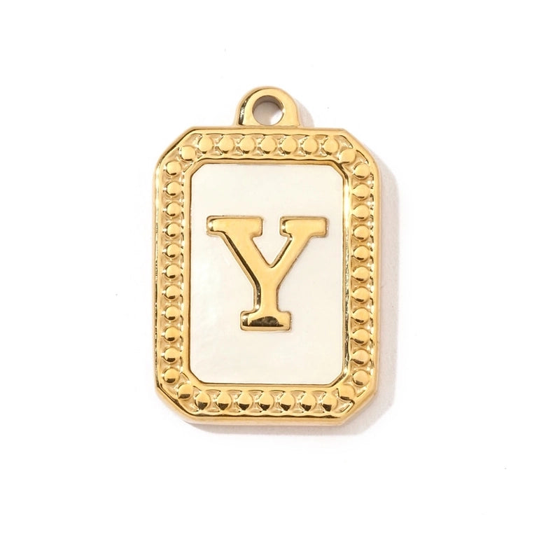 A Pack Of 3 201 Stainless Steel Shell 18K Gold Plated Letter Polished Pendant