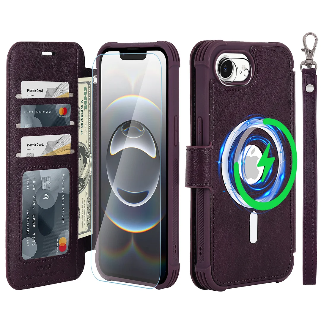 VANAVAGY Compatible for iPhone 16e Wallet Case for Magsafe Wireless Charging