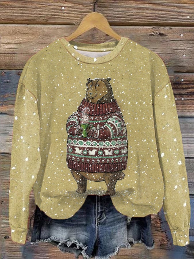 Women's Winter Bear Print Sweatshirt