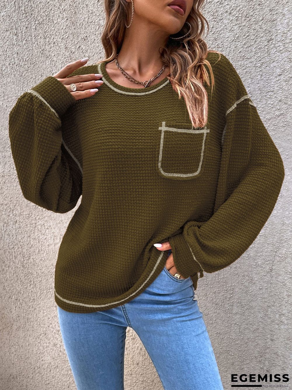 Casual Comfortable Round Neck Loose Versatile Knitting Sweater | EGEMISS