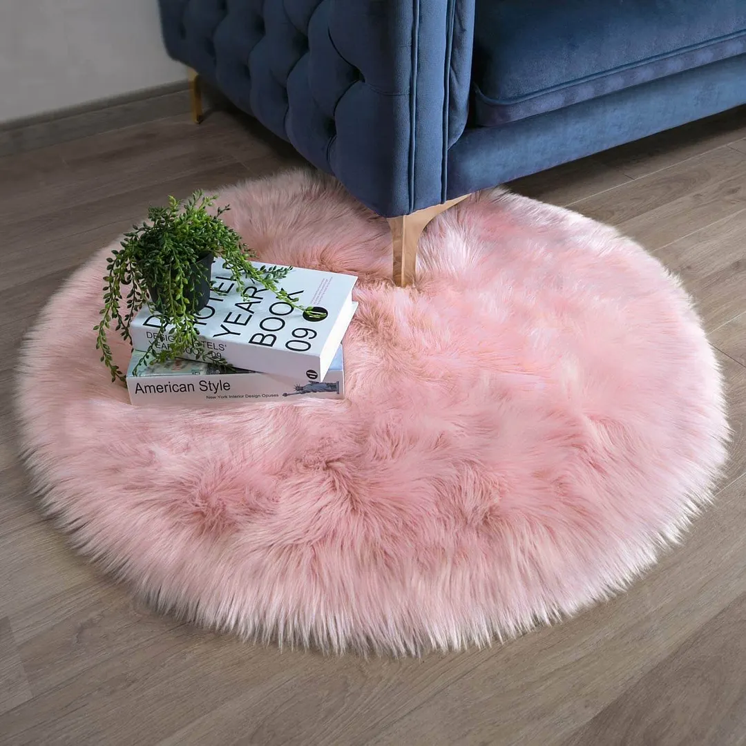 Faux Fur Round Area Rug