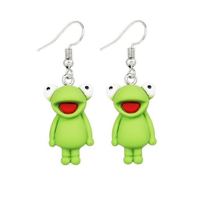 YOY-Funny green Frog Animal Dangle Earrings For Women