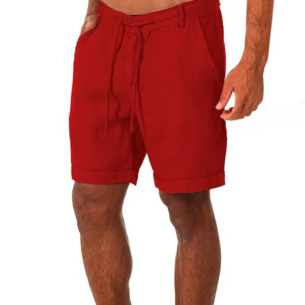 Men's Casual Solid Color Cotton Linen Shorts-inspireuse