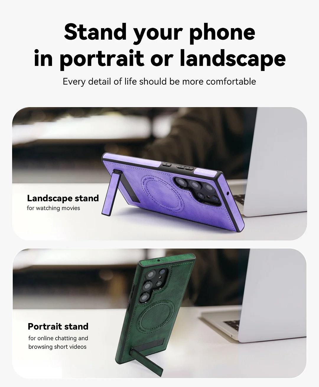 Suitable for Samsung S24\23 series pebbled leather holder mobile phone case