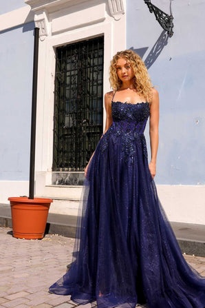 Ovlias Breathtaking Spaghetti Strap Applique Layered Sleeveless Evening Dress LY0729