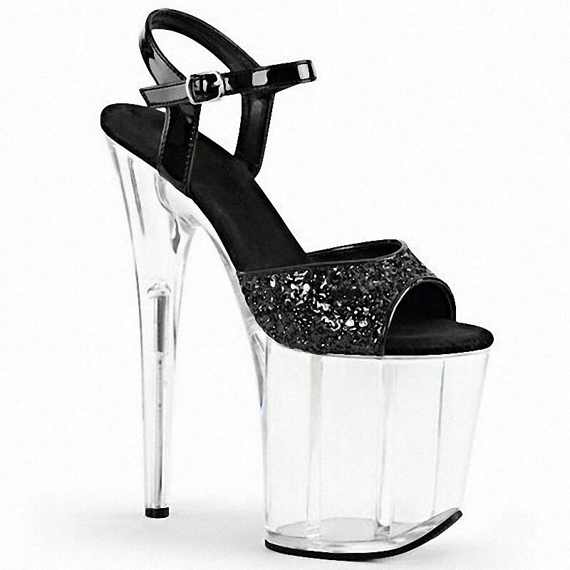 VCshoes New Fetish Shoes Women's Gothic 20cm Silver Platform Sandals Bling Sequin Strip Pole Dance Big Size Cross Dressing