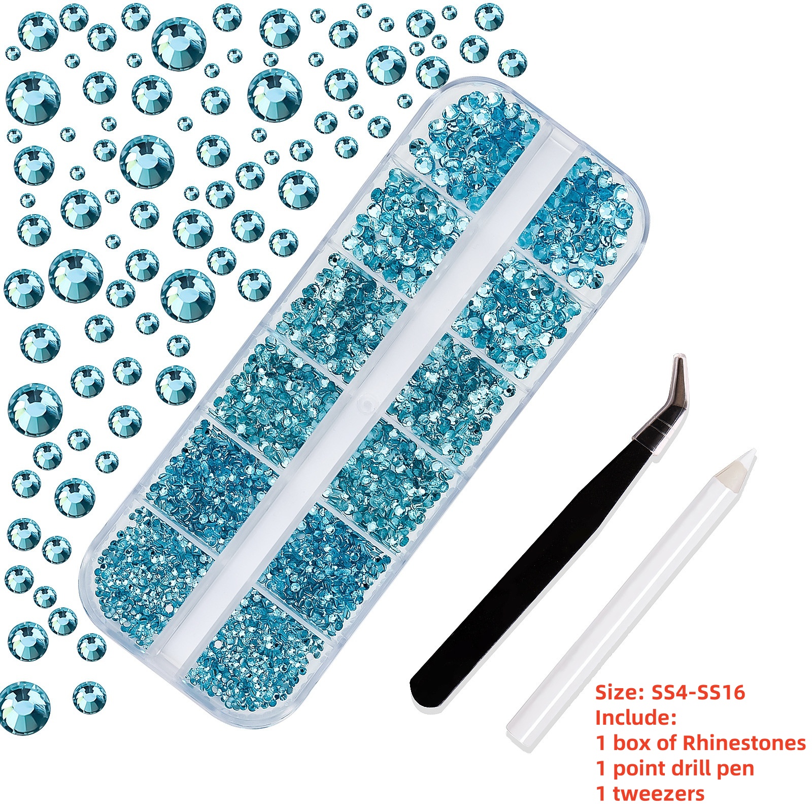 Multi-Size Nail Rhinestones Kit 3D Crystal AB DIY Nail Art Decors Diamond Gems Glitter Manicure Point Drill Pen Tweezers Tools #