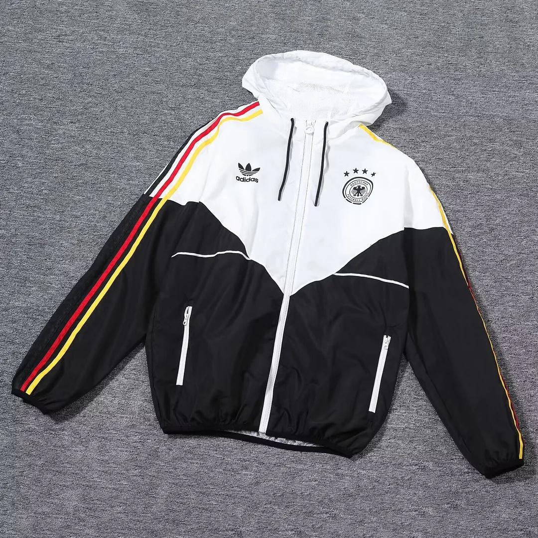 2024 Germany Windbreaker White and Black Soccer Jersey