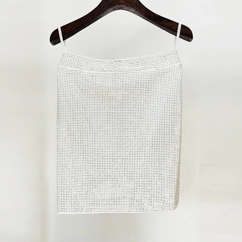 Nigikala Nigikala New Star Temperament Fashion Mesh Splicing Hot Diamond Top