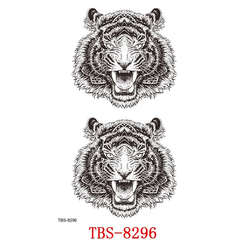 Sdrawing Forest King Animal Tattoo Sticker for Men Tiger Skull Skeleton Fake Tattoo for Women Wolf Tattoo Temporary Waterproof