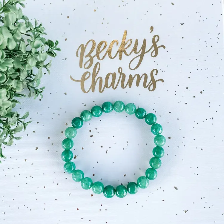 Green Aventurine Beaded Stone Stretch Bracelet 7mm