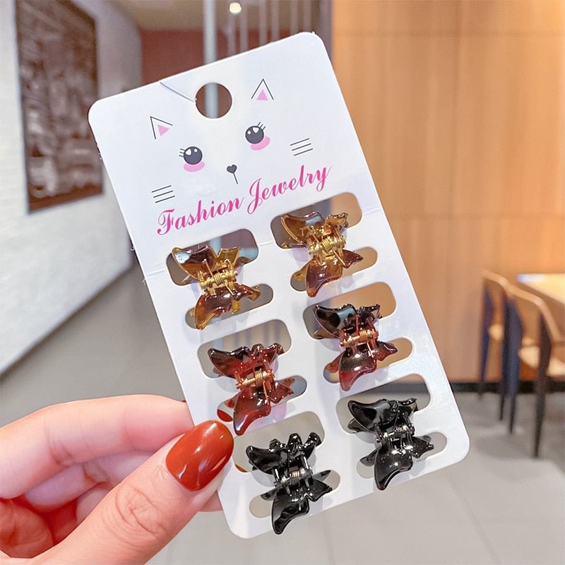 6PSC/Set New Women Girls Vintage Elegant Leopard Small Acrylic Hair Claws Geometric Hair Clips Headband Fashion Hair Accessories