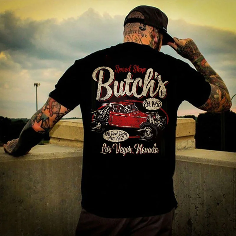 BUTCH'S SPEED SHOP Race Car Print Men's T-shirt