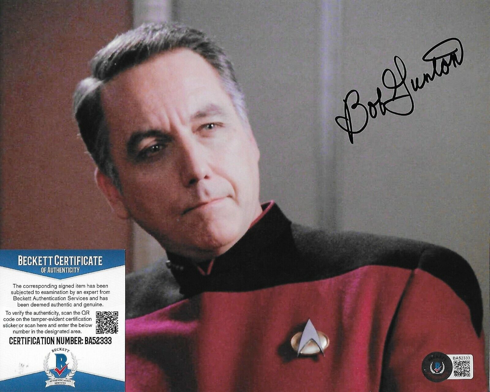 Bob Gunton Star Trek Original Autographed 8X10 Photo Poster painting w/Beckett COA