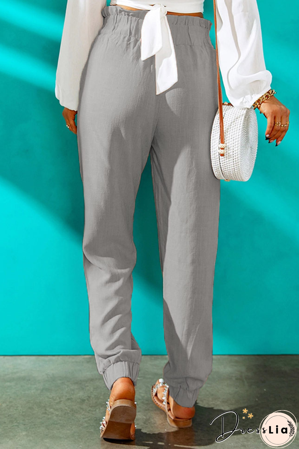 Casual Solid Patchwork Harlan High Waist Harlan Solid Color Bottoms(10 Colors)