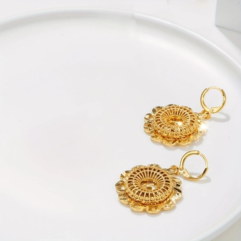 Minimalist Solid Color Copper Plating 18k Gold Plated Earrings Necklace