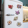 (US Only)6Pcs 2D/Flat DIY Flowers Diamond Painting Fridge Magnets Kit for Art Crafts Gift