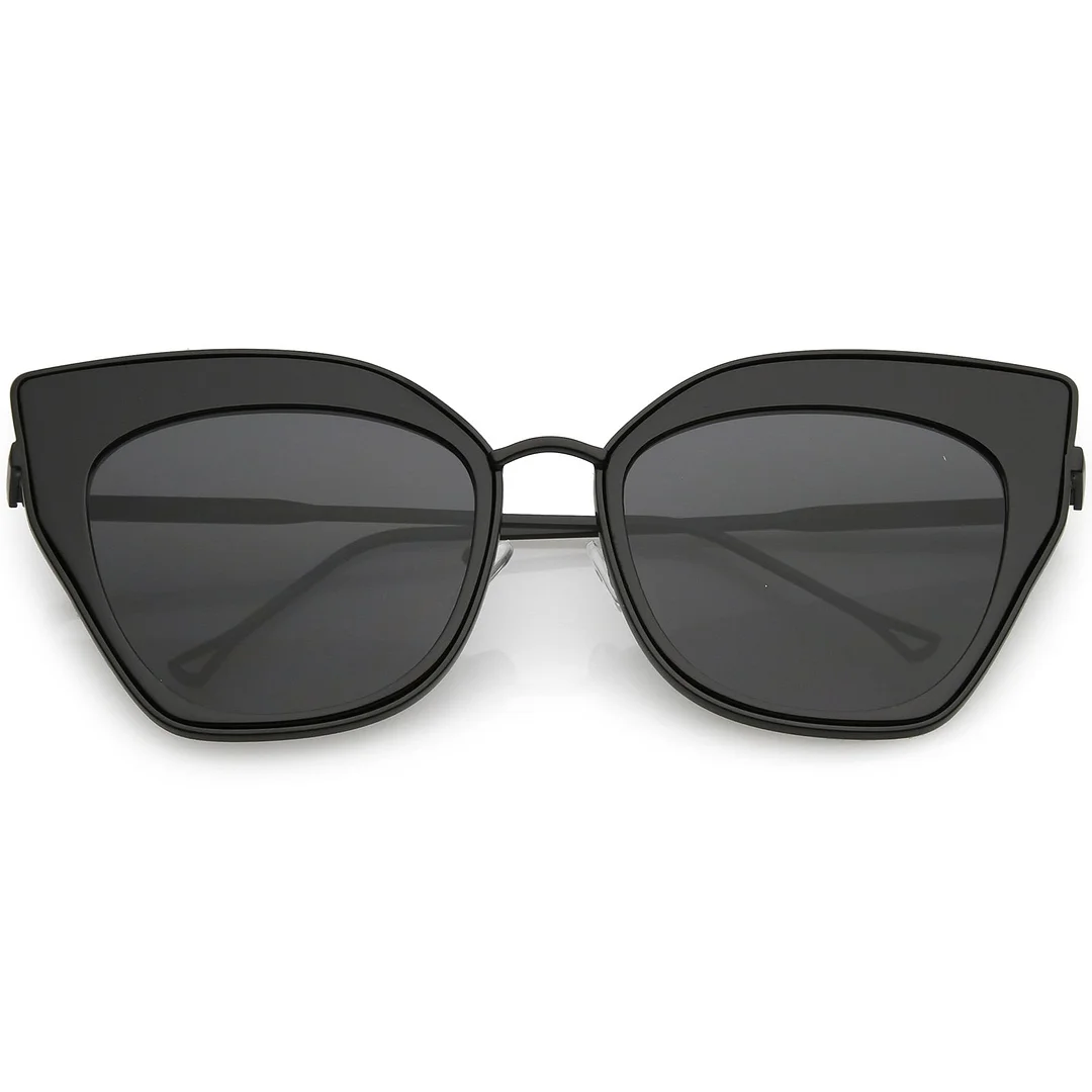 Oversize Pointed Cat Eye glasses Slim Metal Nose Bridge Neutral Square Lens 58mm