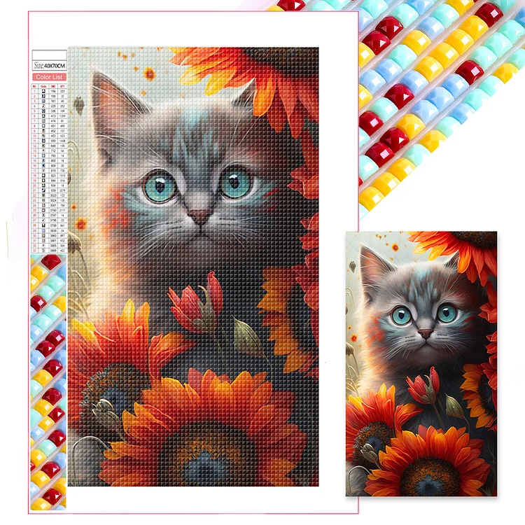 Full Square Diamond Painting - Sunflower Cat 40*70CM