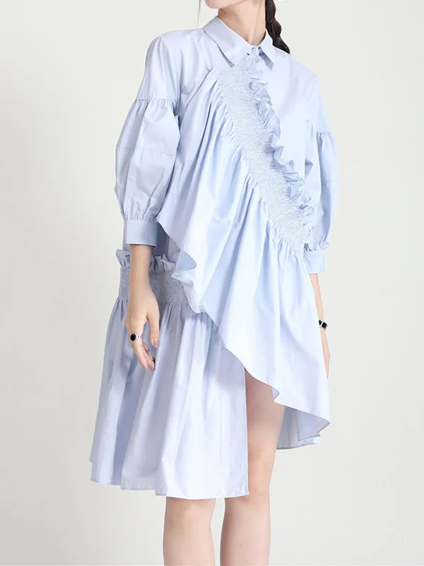 Original Urban Pleated Solid Midi Dress - yankia