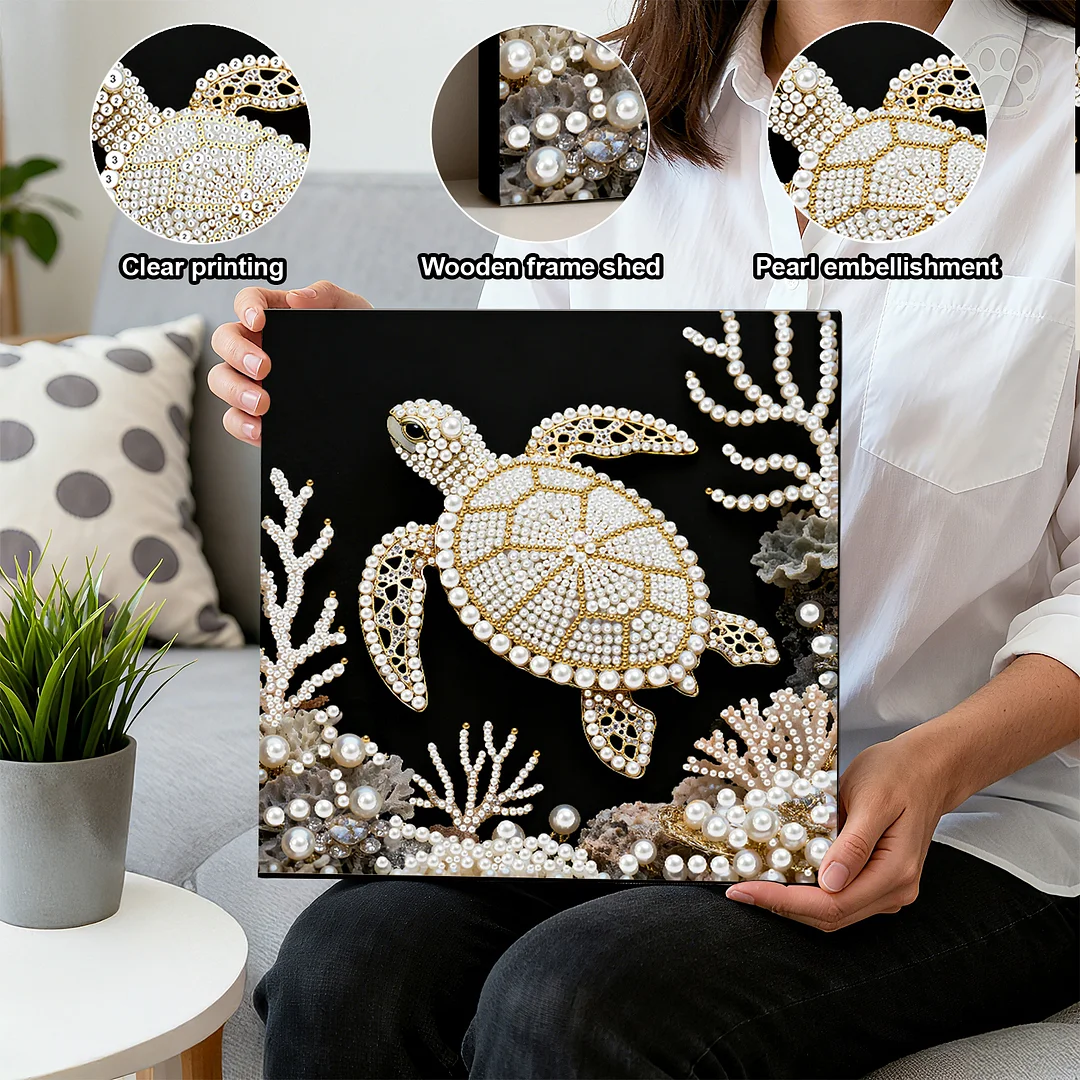 Turtle DIY Pearl Art Diamond Painting Kit for Adults Home Decor 25x25cm With Frame